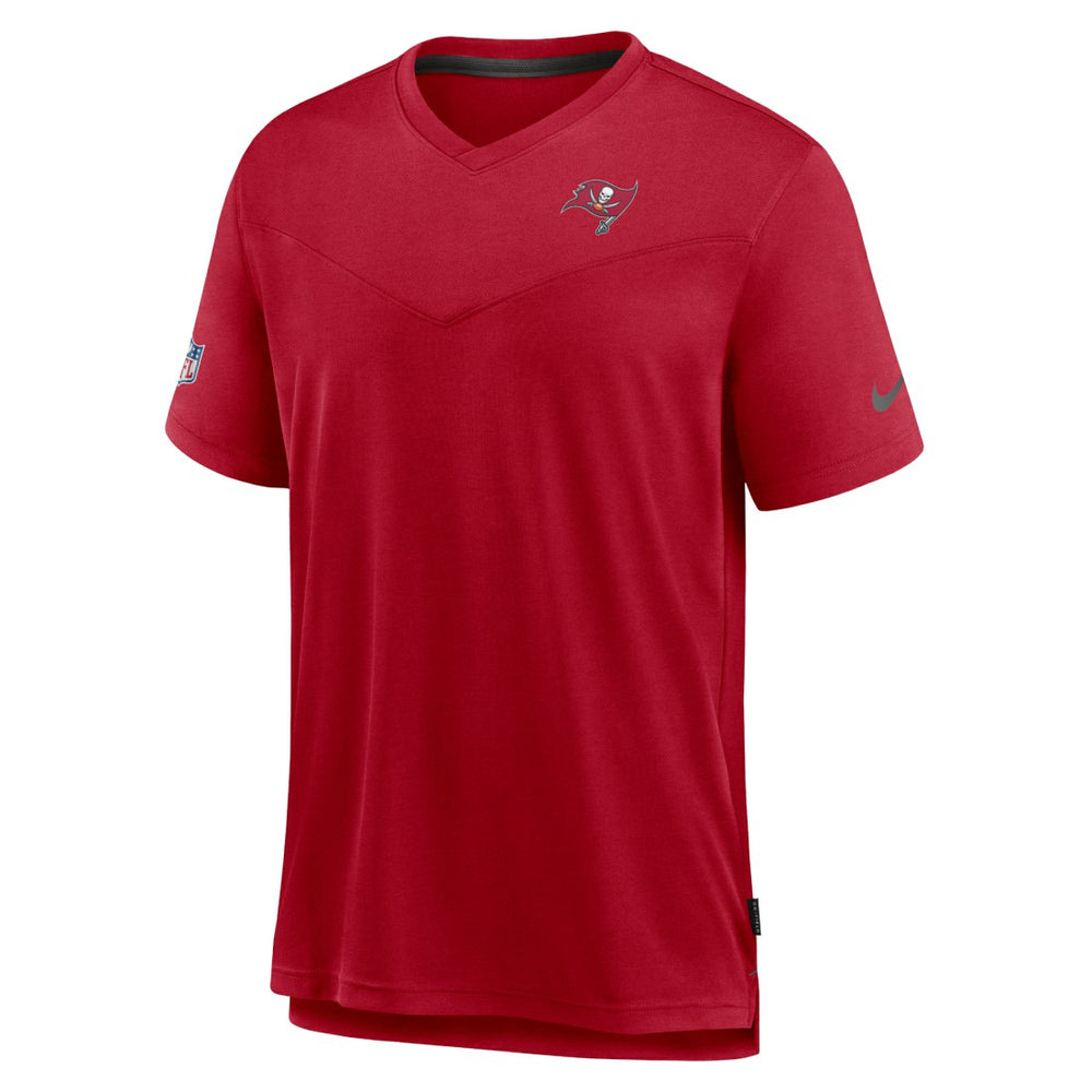 Nike Tampa Bay Buccaneers Sideline Coach Chevron Lock Up Logo V-Neck Performance T-Shirt Red