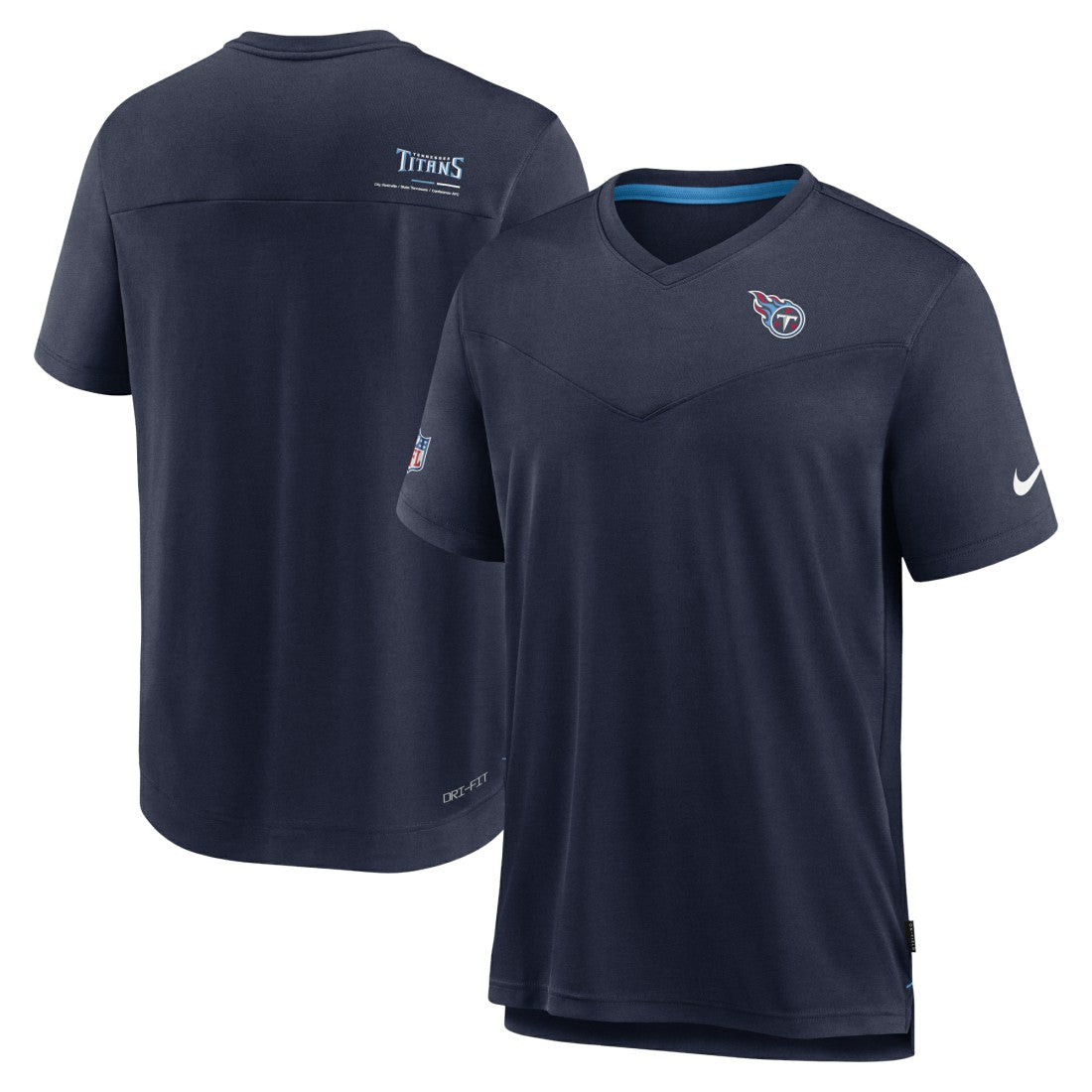 Nike Tennessee Titans Sideline Coach Chevron Lock Up Logo V-Neck Performance T-Shirt Navy