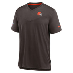 Nike Cleveland Browns Sideline Coach Chevron Lock Up Logo V-Neck Performance T-Shirt Brown