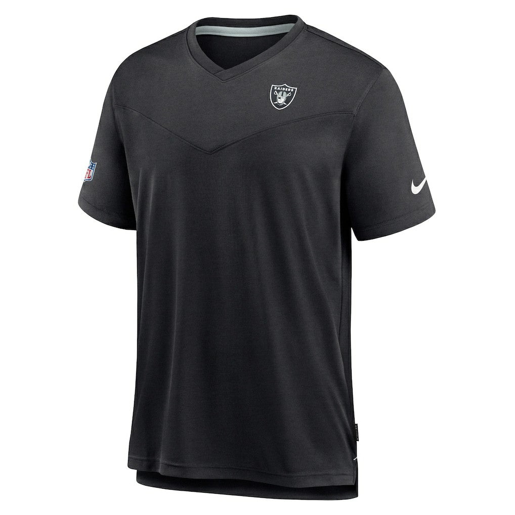 Nike Las Vegas Raiders Sideline Coach Chevron Lock Up Logo V-Neck Performance T-Shirt Black