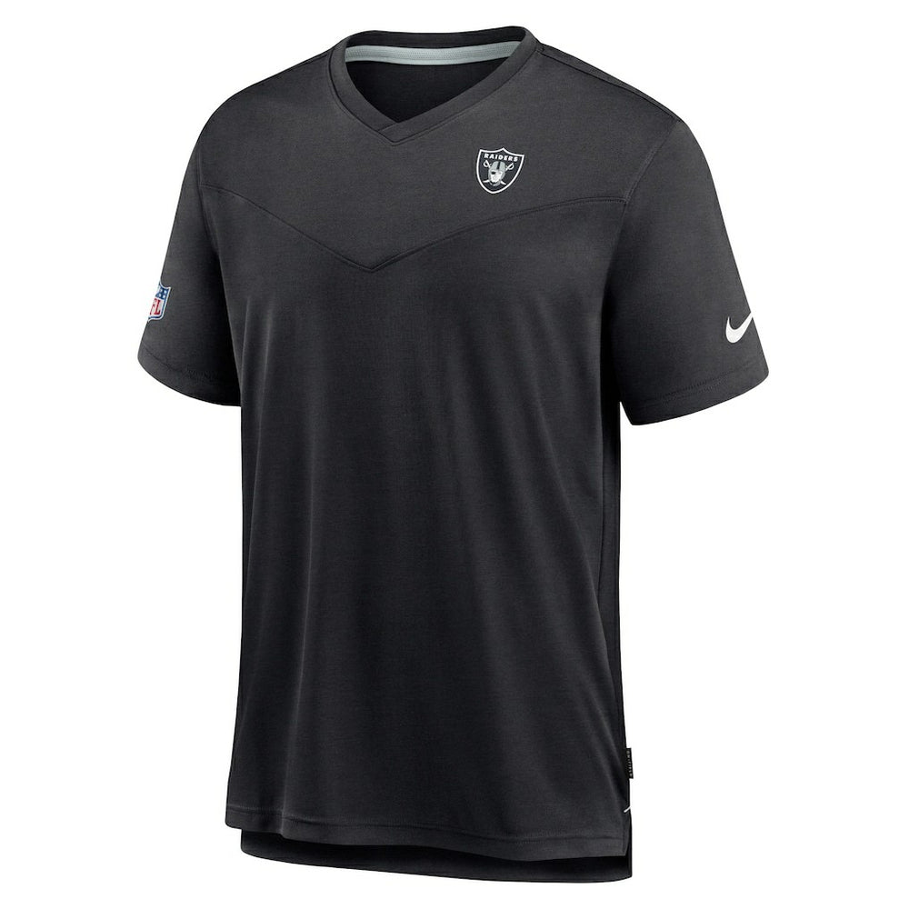 Nike Las Vegas Raiders Sideline Coach Chevron Lock Up Logo V-Neck Performance T-Shirt Black