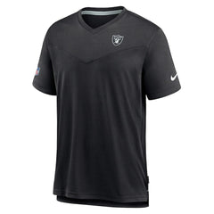 Nike Las Vegas Raiders Sideline Coach Chevron Lock Up Logo V-Neck Performance T-Shirt Black