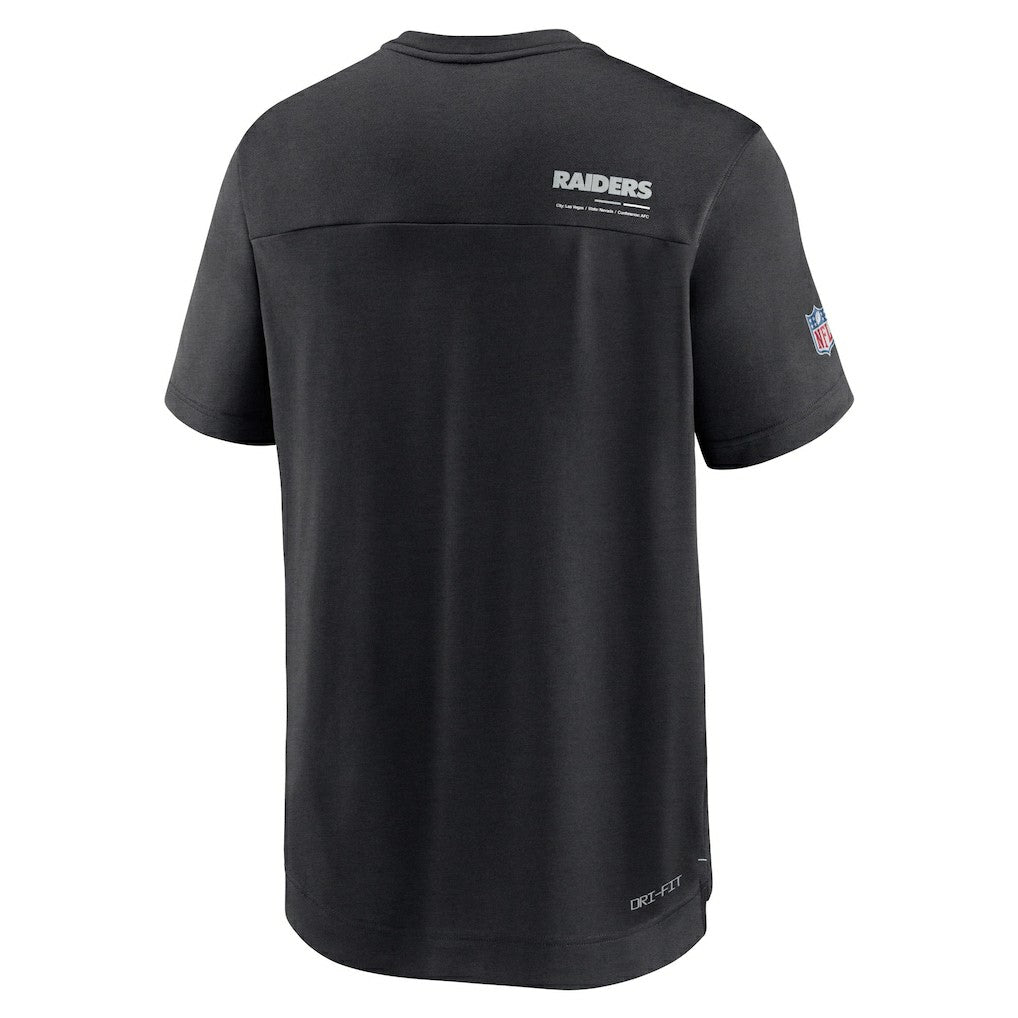 Nike Las Vegas Raiders Sideline Coach Chevron Lock Up Logo V-Neck Performance T-Shirt Black