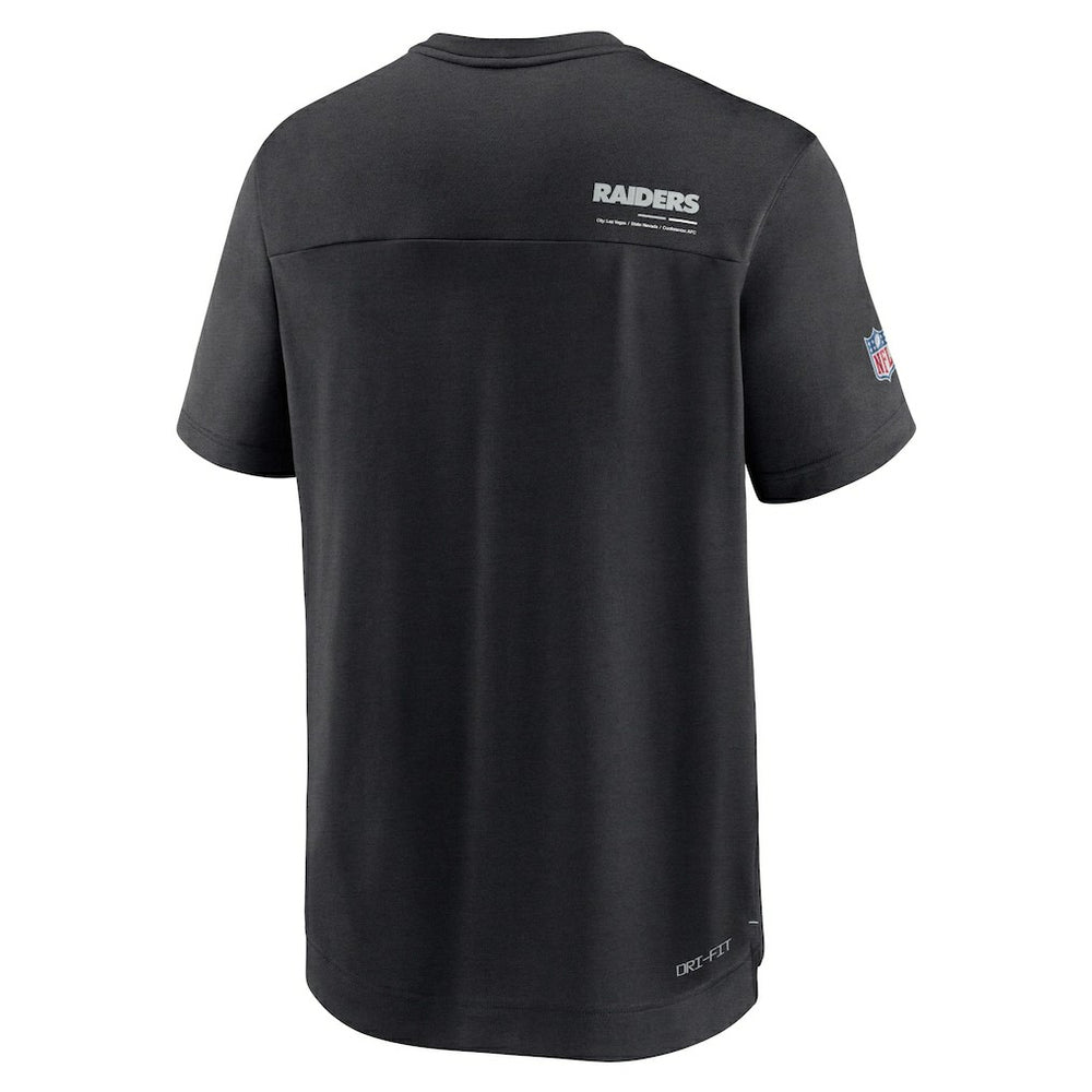 Nike Las Vegas Raiders Sideline Coach Chevron Lock Up Logo V-Neck Performance T-Shirt Black