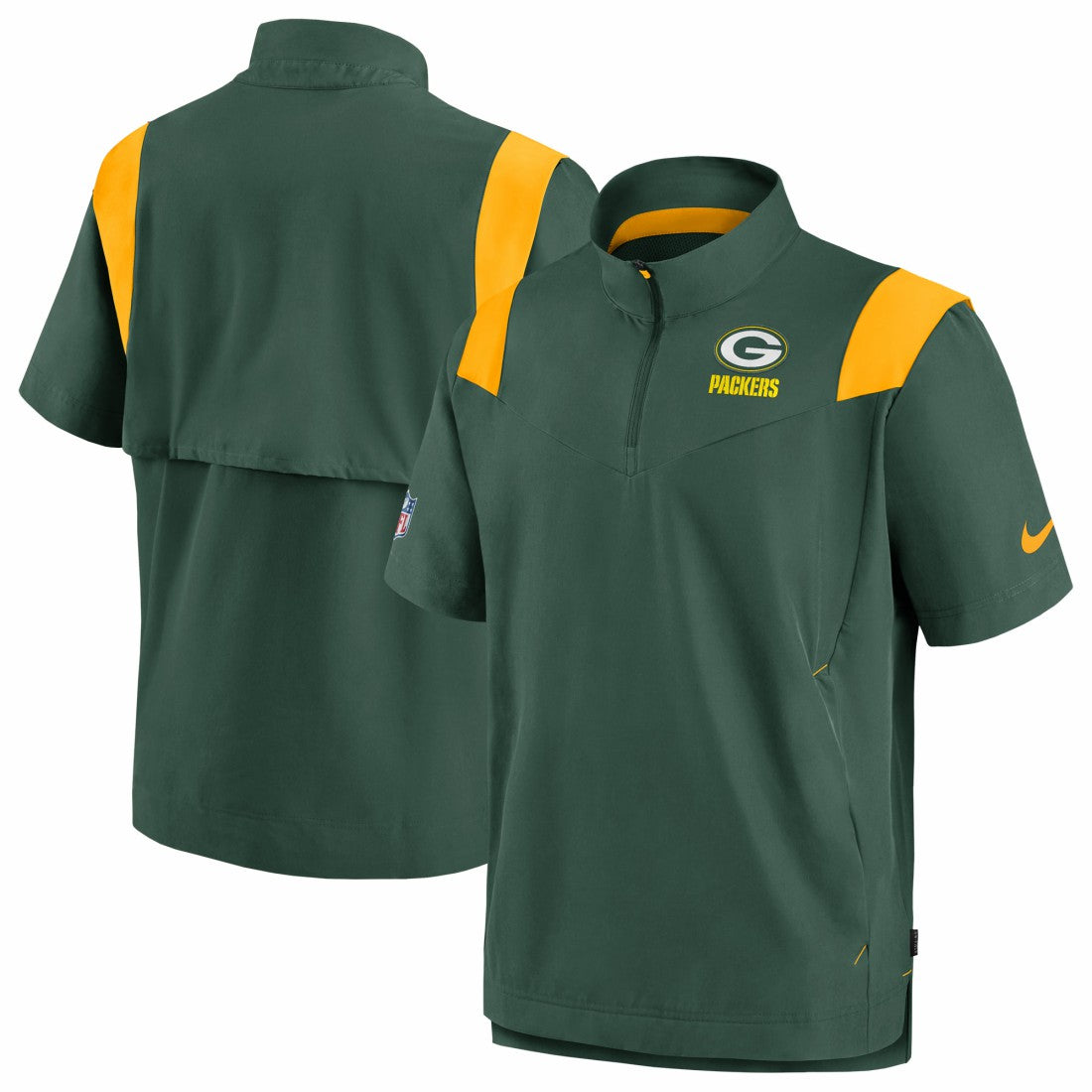 Nike Green Bay Packers Sideline Coaches Chevron Lockup Pullover Top Kelly Green
