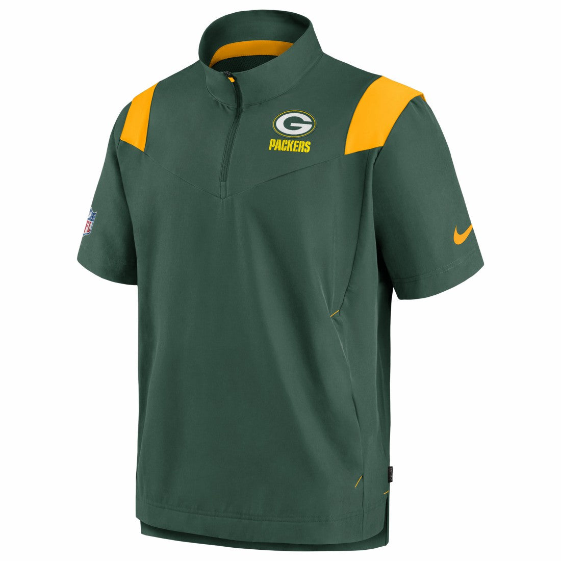 Nike Green Bay Packers Sideline Coaches Chevron Lockup Pullover Top Kelly Green