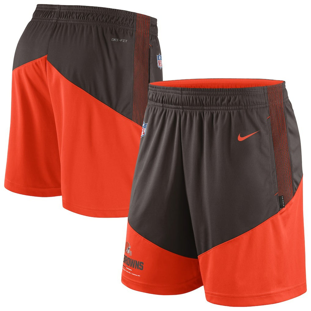 Nike Cleveland Browns Sideline Primary Lockup Performance Shorts Brown/Orange