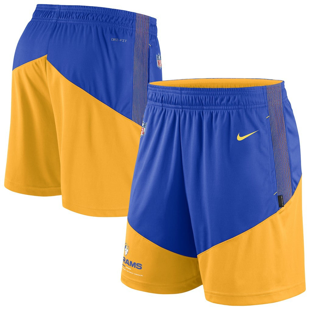 Nike Los Angeles Rams Sideline Primary Lockup Performance Shorts Royal/Gold