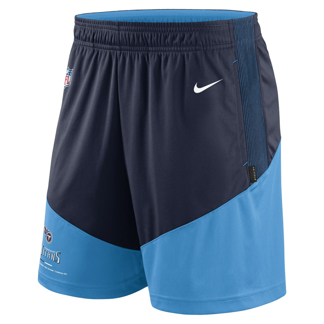 Nike Tennessee Titans Sideline Primary Lockup Performance Shorts Navy/Light Blue