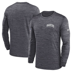 Nike Las Vegas Raiders Sideline Velocity Athletic Stack Performance Long Sleeve T-Shirt Charcoal