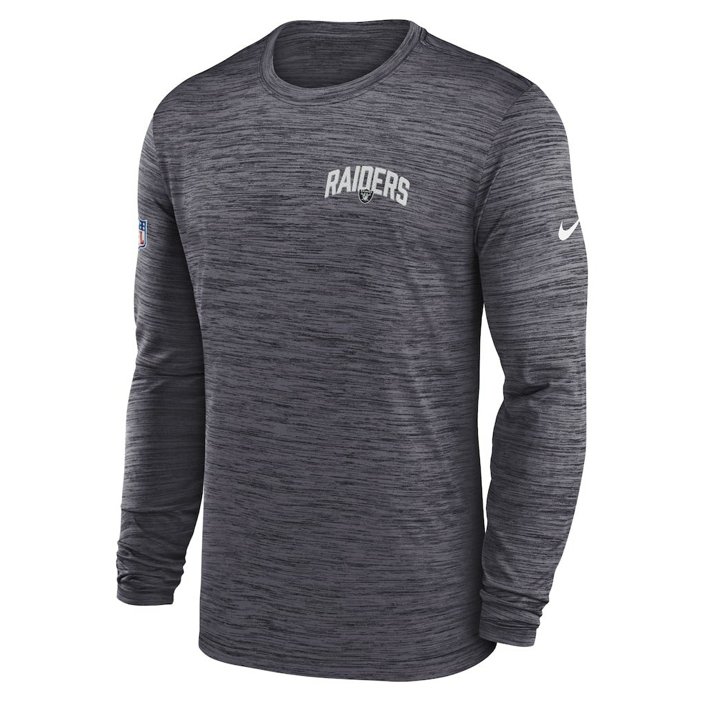 Nike Las Vegas Raiders Sideline Velocity Athletic Stack Performance Long Sleeve T-Shirt Charcoal