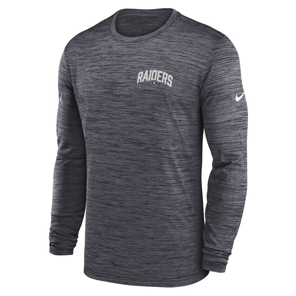 Nike Las Vegas Raiders Sideline Velocity Athletic Stack Performance Long Sleeve T-Shirt Charcoal