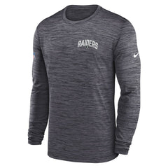 Nike Las Vegas Raiders Sideline Velocity Athletic Stack Performance Long Sleeve T-Shirt Charcoal