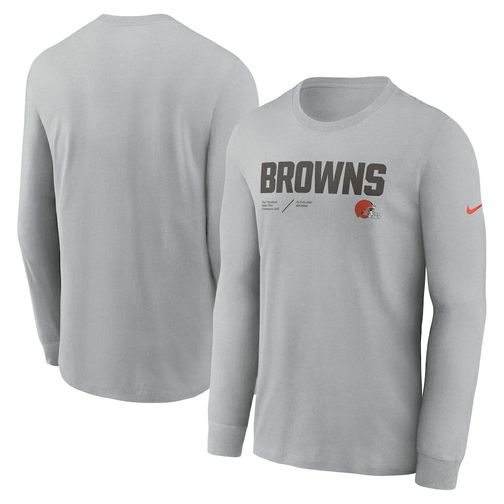 Nike Cleveland Browns Sideline Infograph Lock Up Performance Long Sleeve T-Shirt Silver