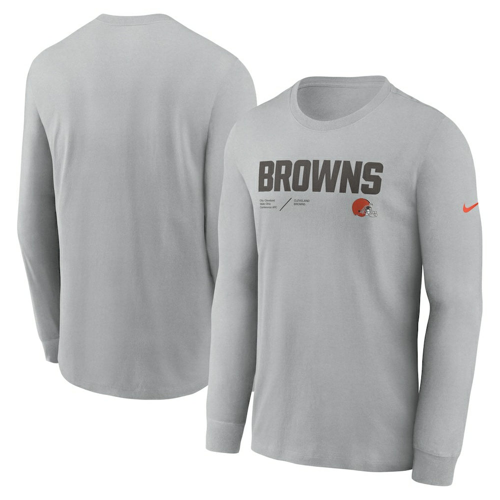Nike Cleveland Browns Sideline Infograph Lock Up Performance Long Sleeve T-Shirt Silver