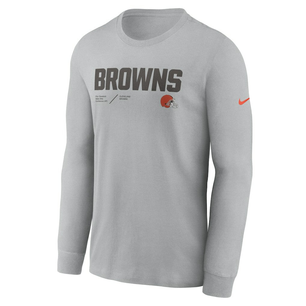 Nike Cleveland Browns Sideline Infograph Lock Up Performance Long Sleeve T-Shirt Silver