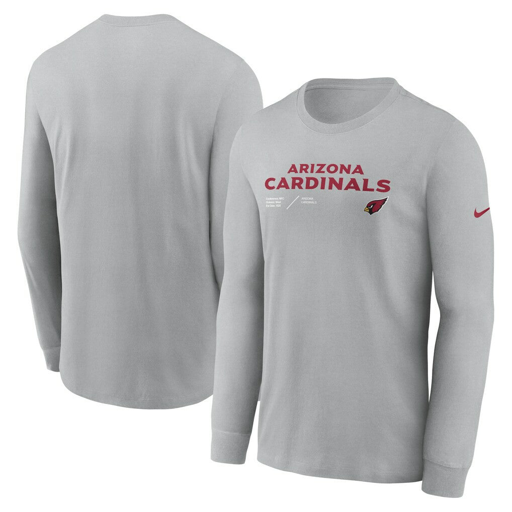 Nike Arizona Cardinals Sideline Infograph Lock Up Performance Long Sleeve T-Shirt Gray