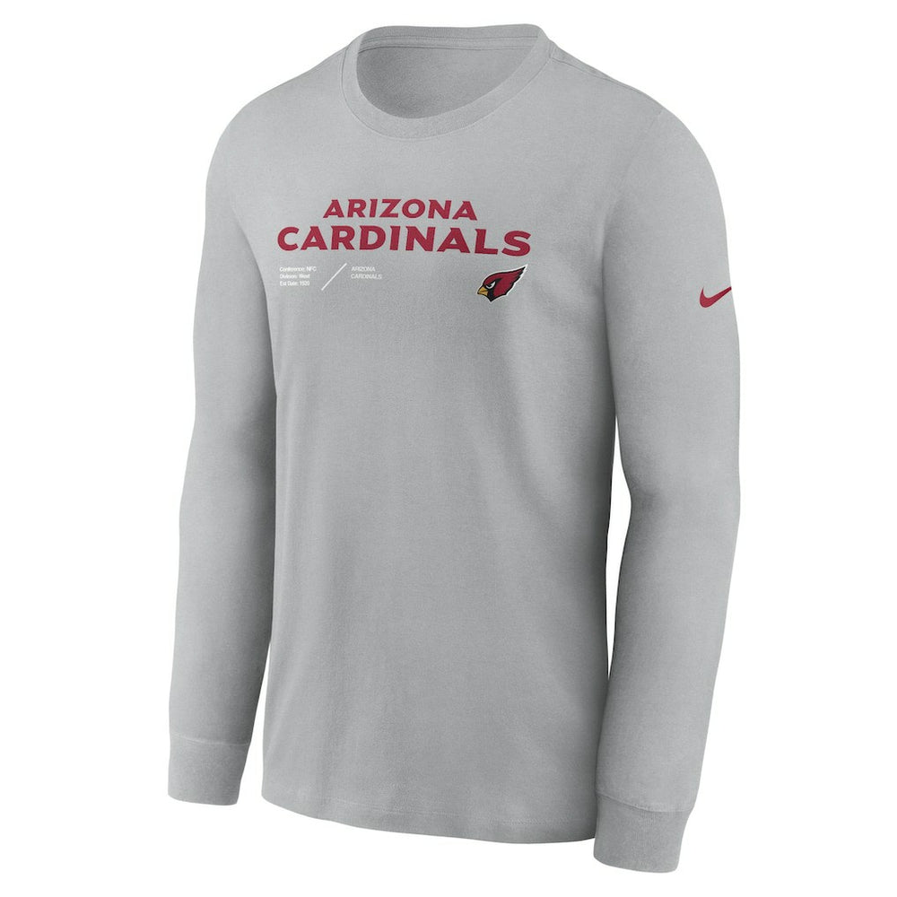 Nike Arizona Cardinals Sideline Infograph Lock Up Performance Long Sleeve T-Shirt Gray