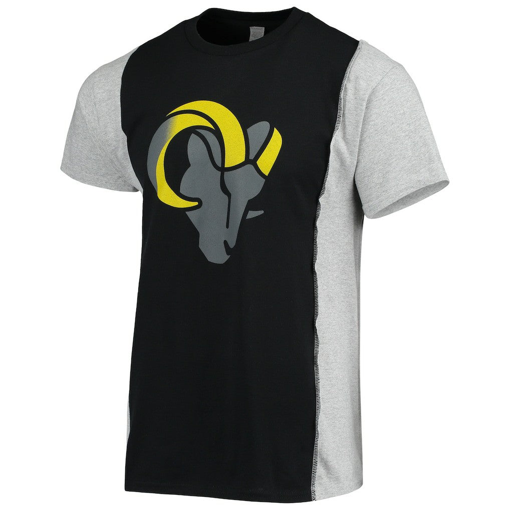 Los Angeles Rams Refried Apparel Sustainable Split T-Shirt Black/Heathered Gray