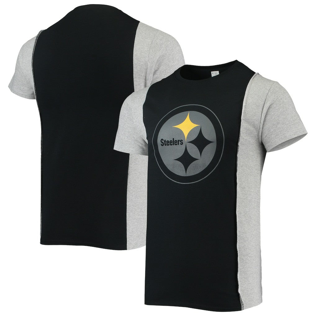 Pittsburgh Steelers Refried Apparel Sustainable Split T-Shirt Black/Heathered Gray