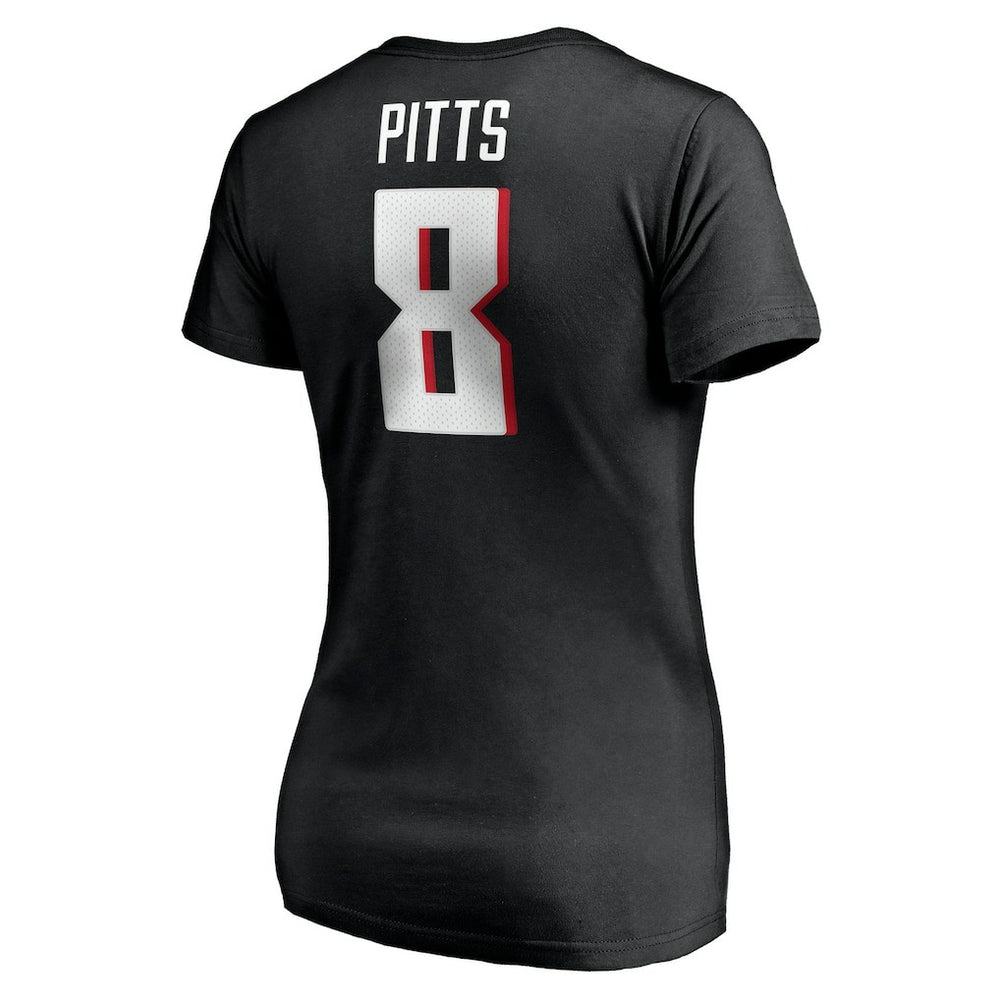 Fanatics Kyle Pitts Atlanta Falcons Women's Player Icon Name & Number V-Neck T-Shirt Black