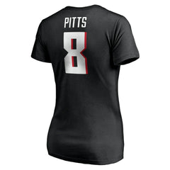 Fanatics Kyle Pitts Atlanta Falcons Women's Player Icon Name & Number V-Neck T-Shirt Black