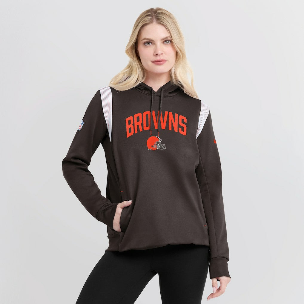 Nike Cleveland Browns Women's Sideline Stack Performance Pullover Hoodie Brown