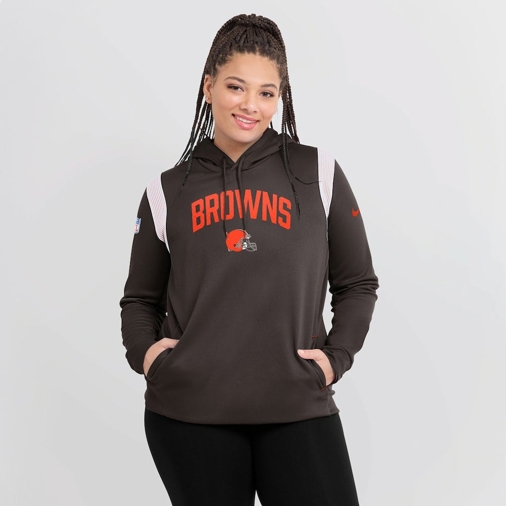 Nike Cleveland Browns Women's Sideline Stack Performance Pullover Hoodie Brown