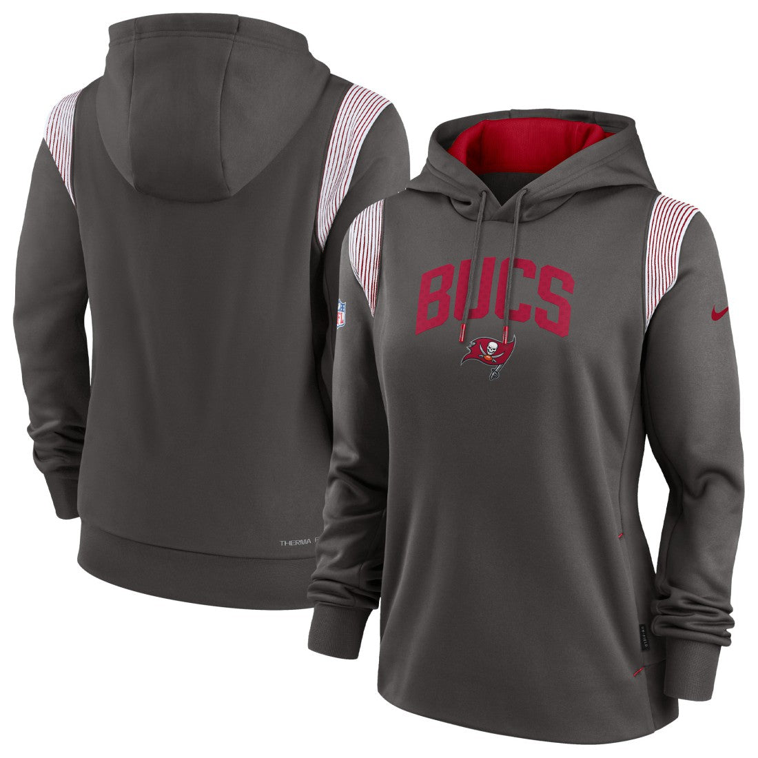 Nike Tampa Bay Buccaneers Women's Sideline Stack Performance Pullover Hoodie Pewter