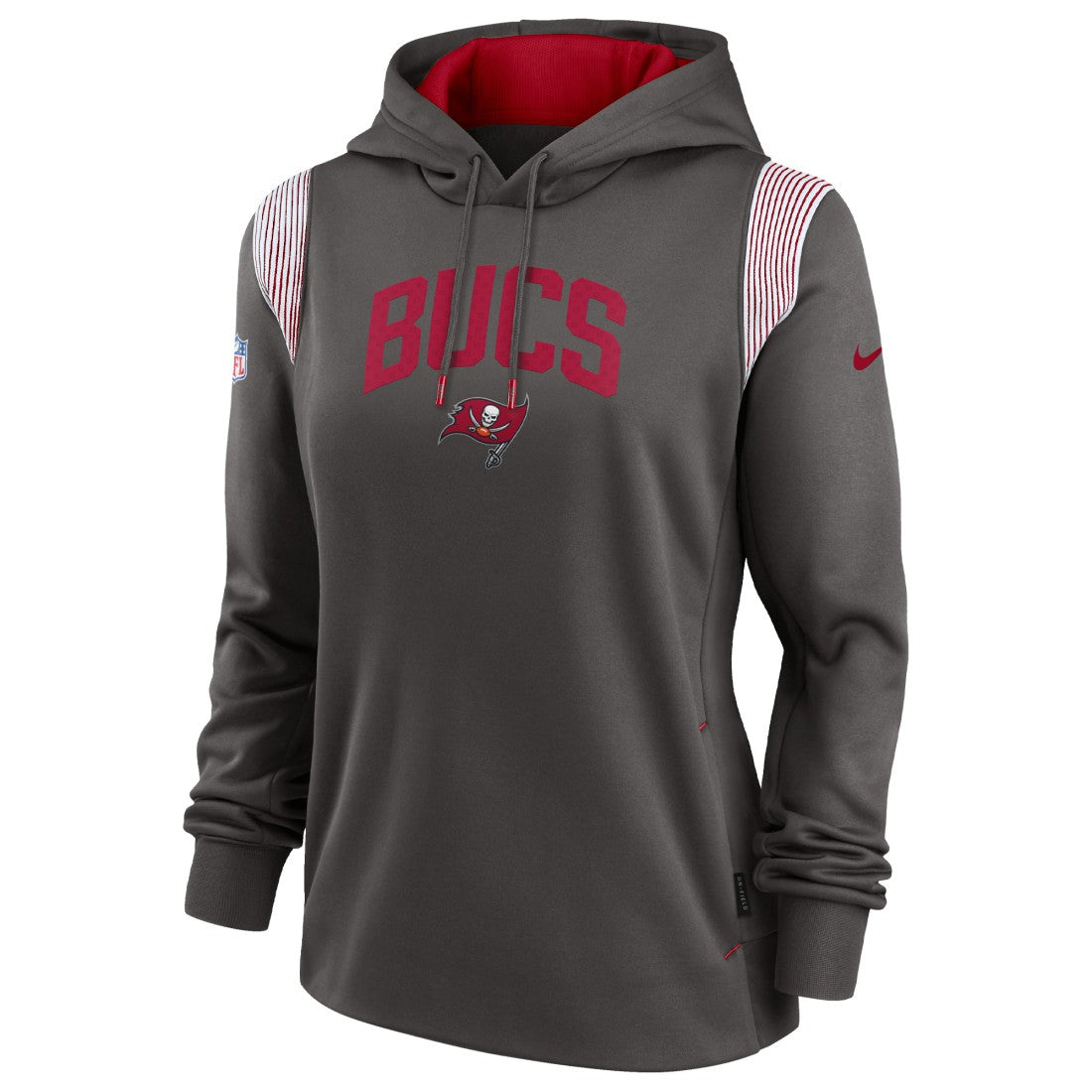 Nike Tampa Bay Buccaneers Women's Sideline Stack Performance Pullover Hoodie Pewter