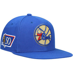 Philadelphia 76ers 50th Anniversary Snapback Hat Royal | Mitchell & Ness Lifestyle