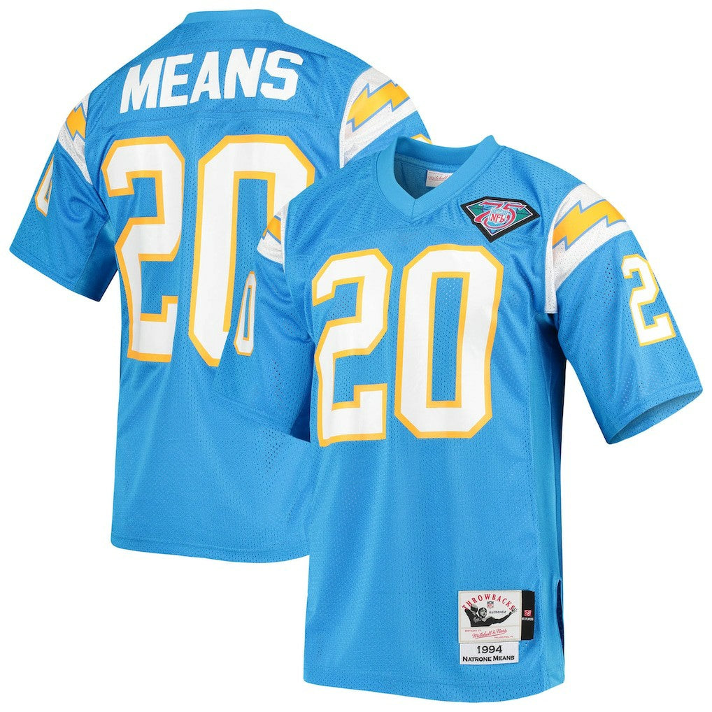 Mitchell & Ness Natrone Means Los Angeles Chargers 1994 Authentic Throwback Retired Player Jersey Powder Blue