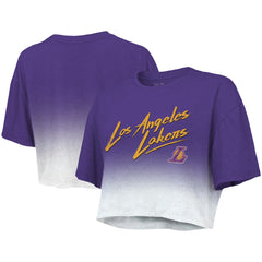 Los Angeles Lakers Majestic Threads Women's Dirty Dribble Tri-Blend Cropped T-Shirt Purple/White