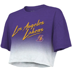 Los Angeles Lakers Majestic Threads Women's Dirty Dribble Tri-Blend Cropped T-Shirt Purple/White