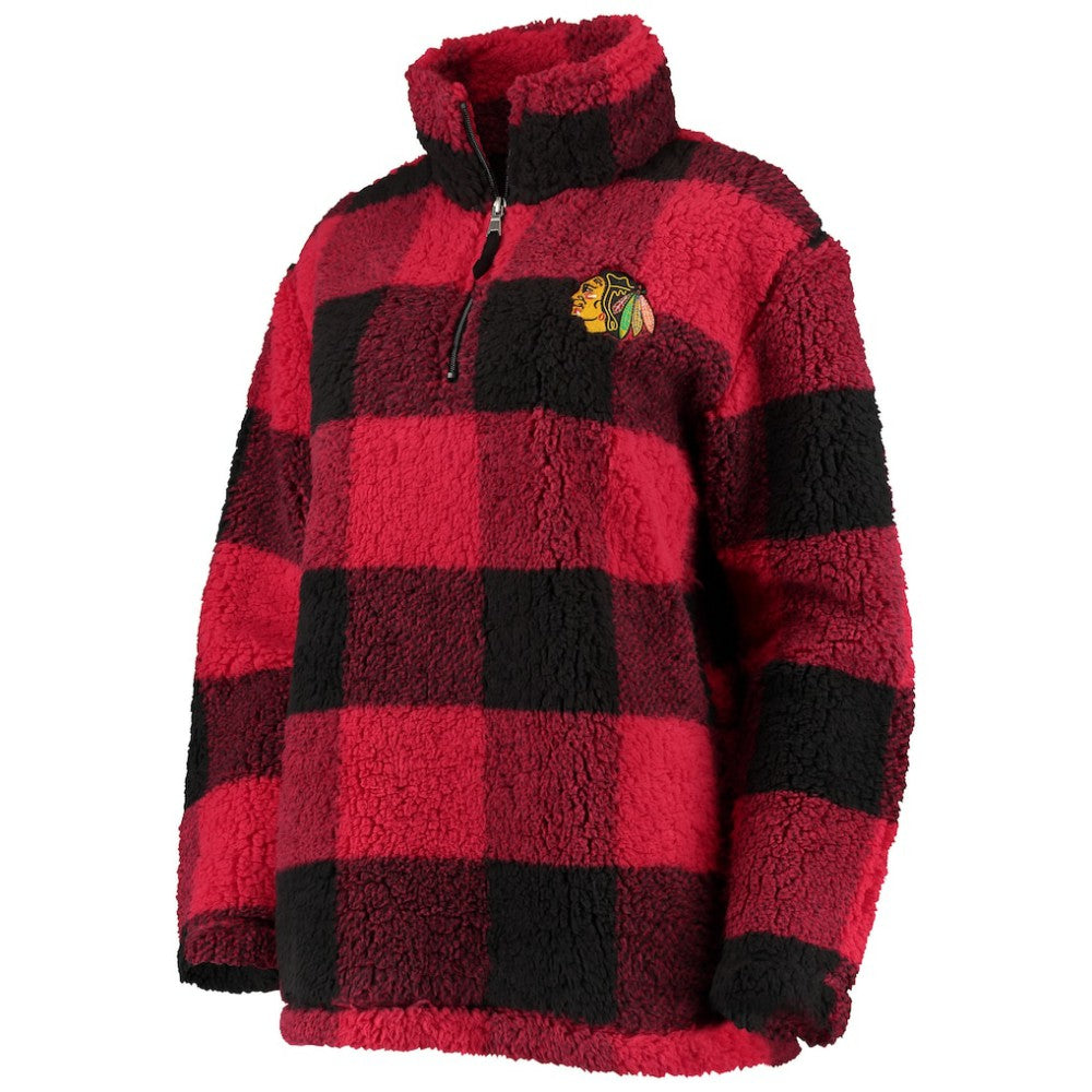 Chicago Blackhawks G-III 4Her by Carl Banks Women's Plaid Sherpa Quarter-Zip Jacket - Red/Black - NHL 4494520