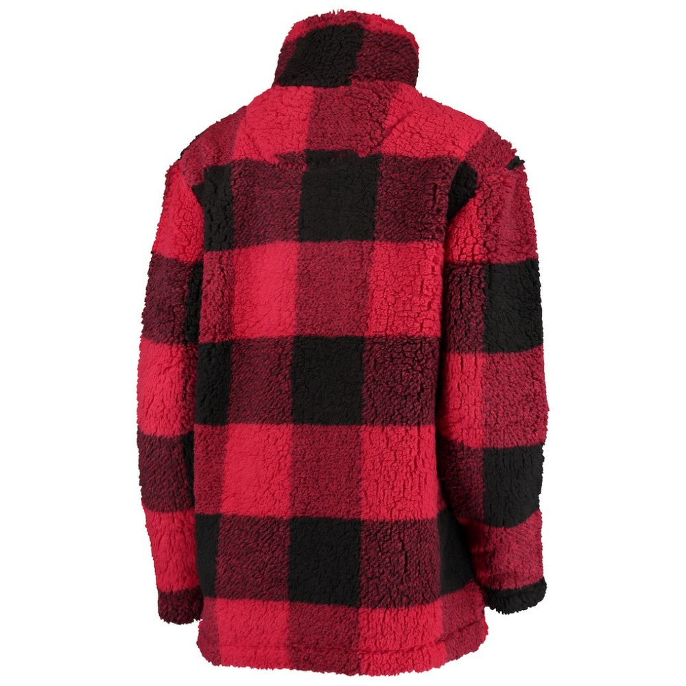 Chicago Blackhawks G-III 4Her by Carl Banks Women's Plaid Sherpa Quarter-Zip Jacket - Red/Black - NHL 4494520