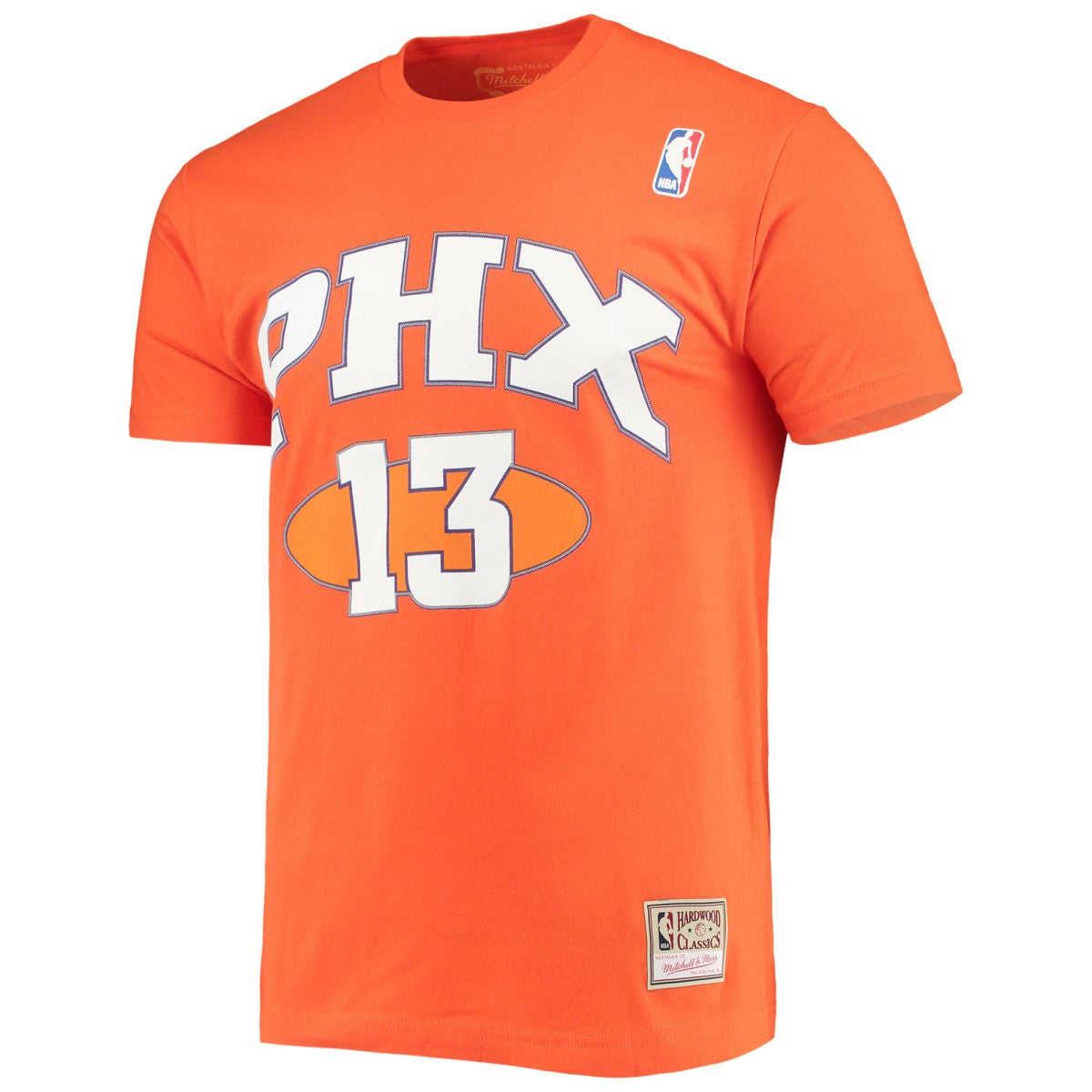 Steve Nash Phoenix Suns Hardwood Classics Stitch Name & Number T-Shirt Orange | Mitchell & Ness