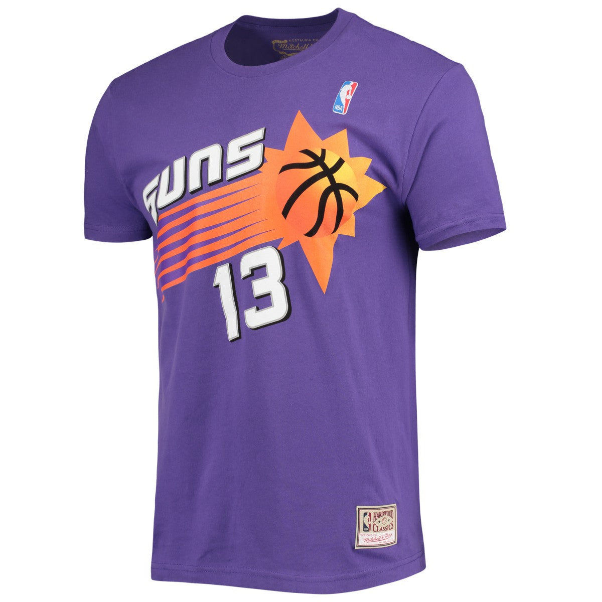 Steve Nash Phoenix Suns Hardwood Classics Stitch Name & Number T-Shirt Purple | Mitchell & Ness for sale