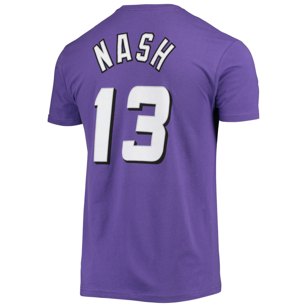Steve Nash Phoenix Suns Hardwood Classics Stitch Name & Number T-Shirt Purple | Mitchell & Ness for sale