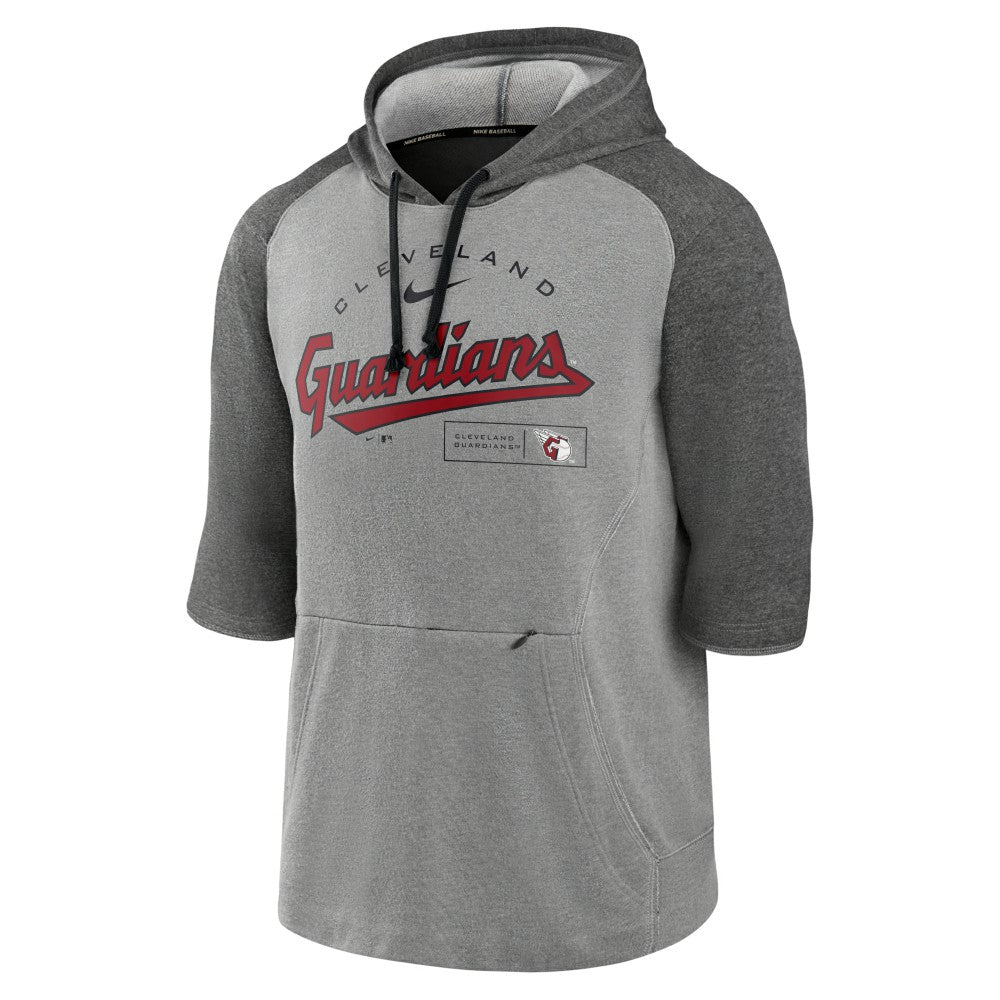 Cleveland Guardians Nike Team Modern Arch 3/4 Sleeve Pullover Hoodie - Heathered Charcoal/Heathered Gray - Nike Lifestyle