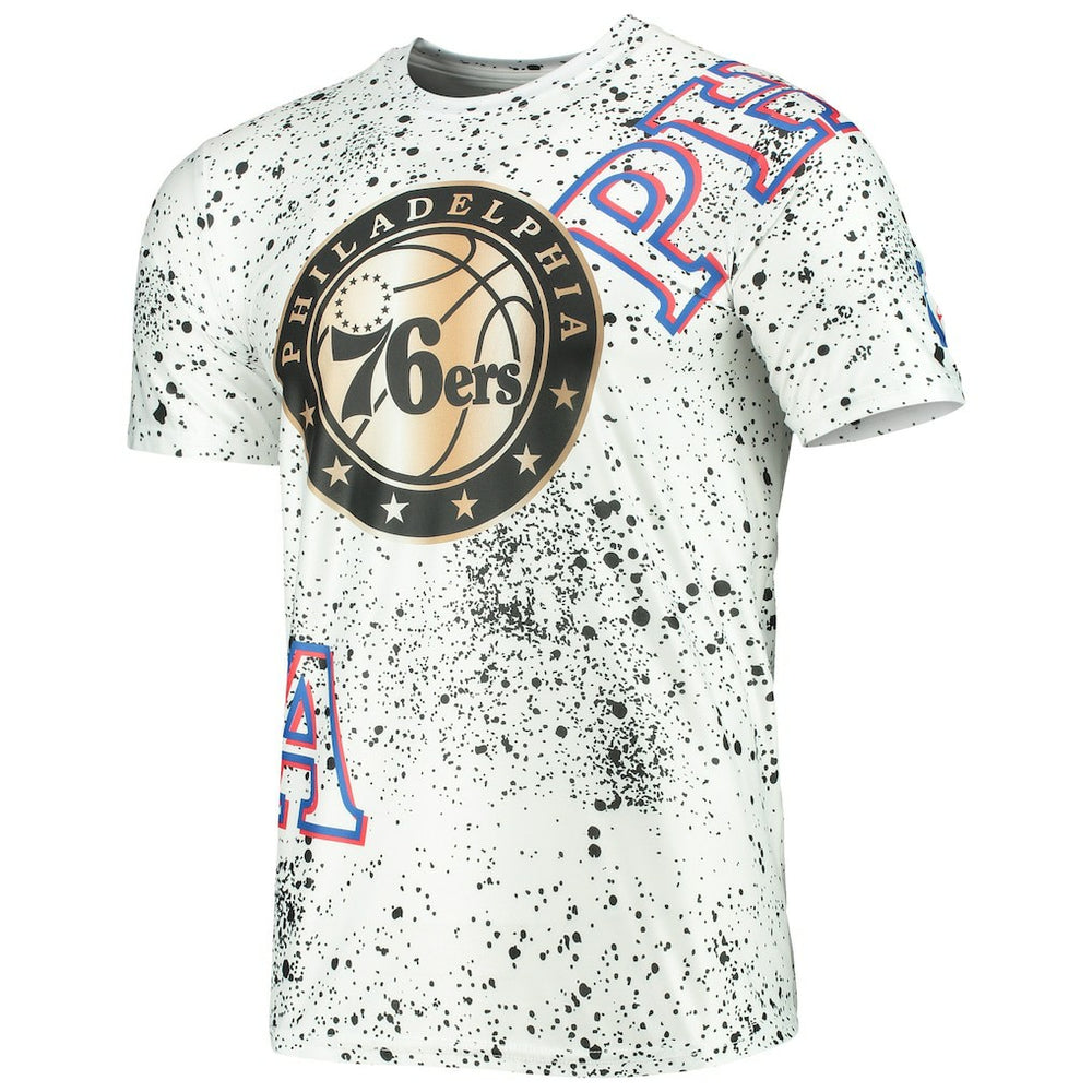 Philadelphia 76ers FISLL Gold Foil Splatter Print T-Shirt White