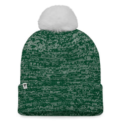 Athletics Fanatics Women's Iconic Cuffed Knit Hat with Pom - Green/White - Fanatics on Sale