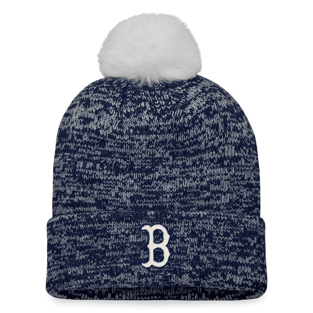 Boston Red Sox Fanatics Women's Iconic Cuffed Knit Hat with Pom - Navy/White - Fanatics Sale