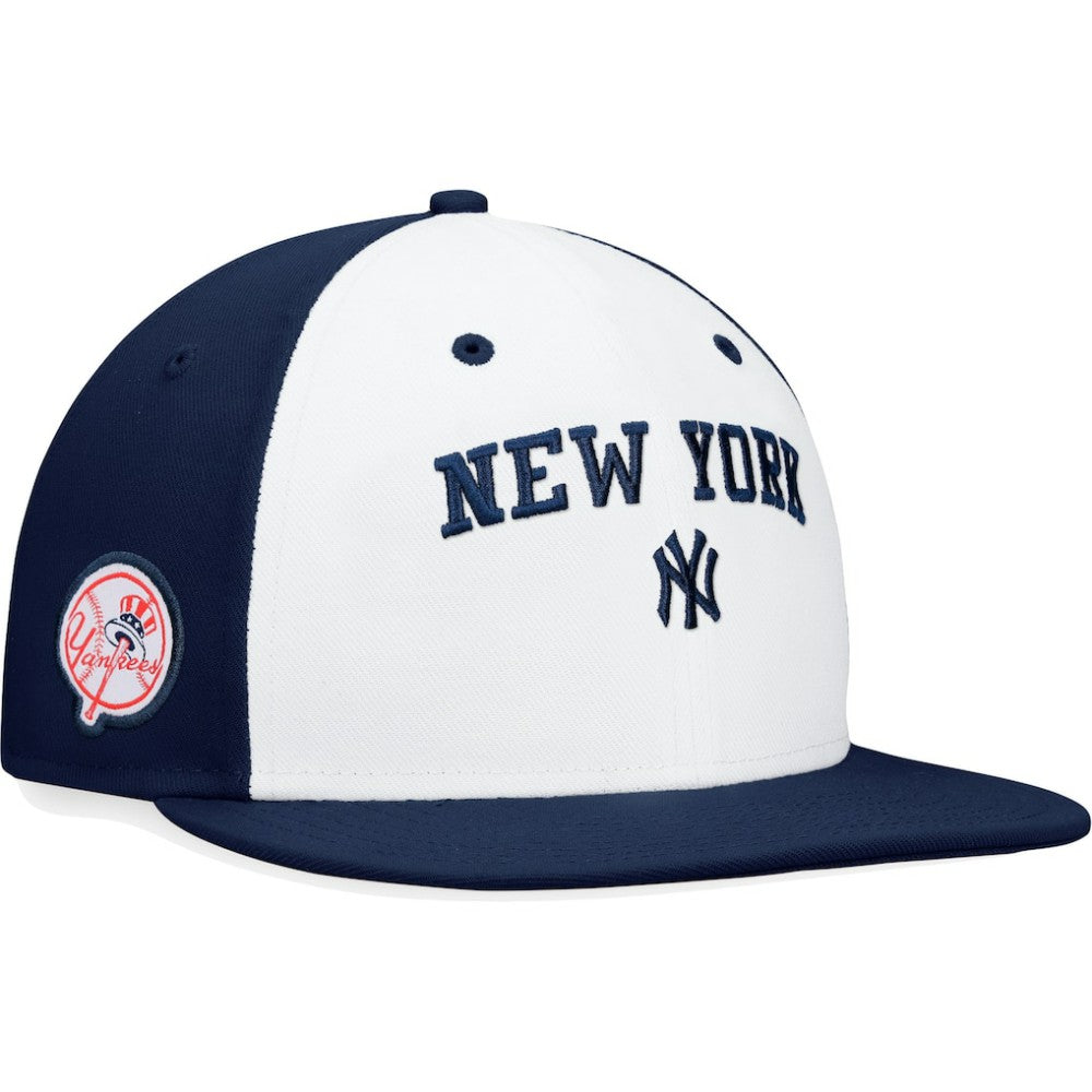 New York Yankees Fanatics Iconic Color Blocked Fitted Hat - White/Navy - Fanatics on Sale