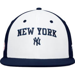New York Yankees Fanatics Iconic Color Blocked Fitted Hat - White/Navy - Fanatics on Sale