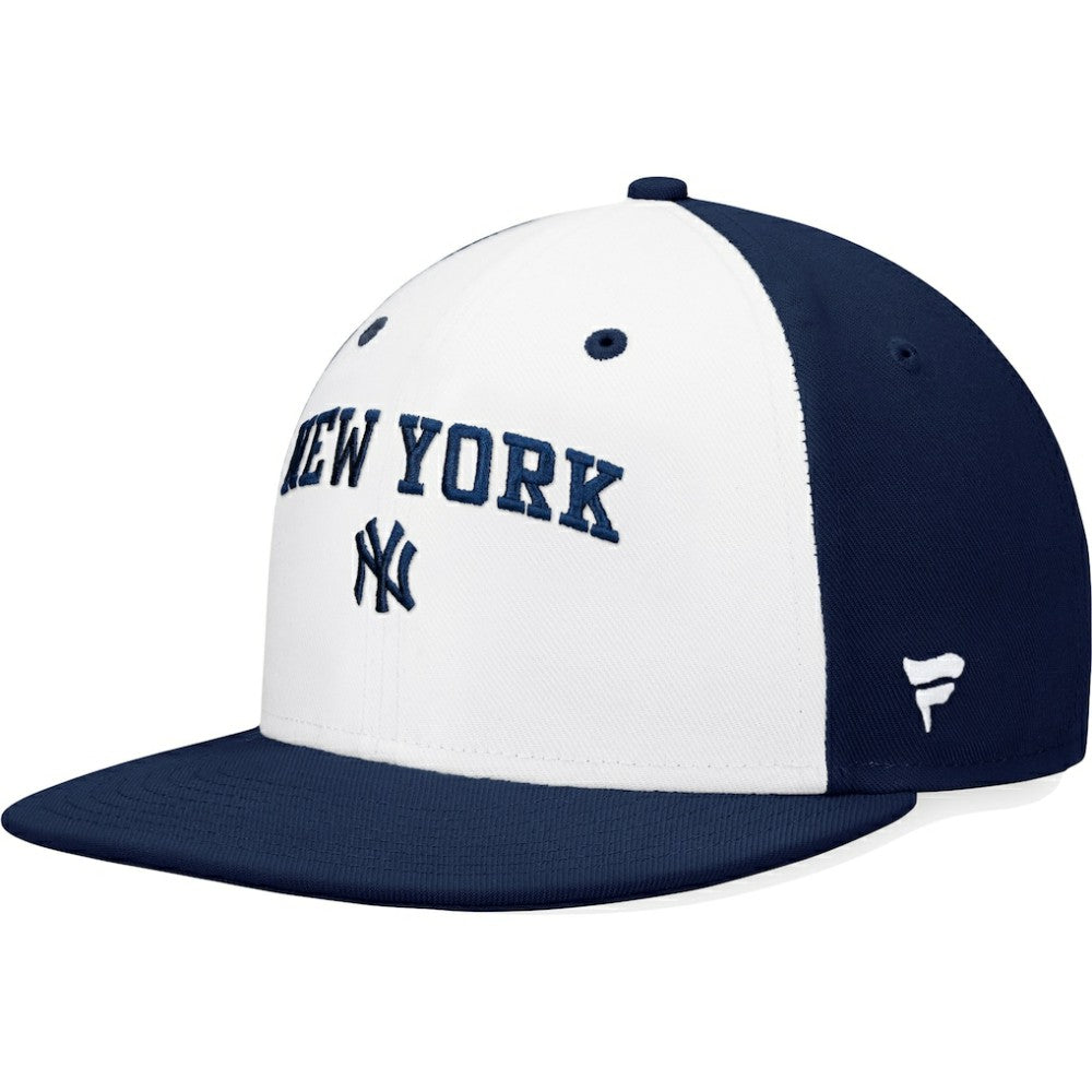 New York Yankees Fanatics Iconic Color Blocked Fitted Hat - White/Navy - Fanatics on Sale