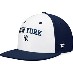 New York Yankees Fanatics Iconic Color Blocked Fitted Hat - White/Navy - Fanatics on Sale