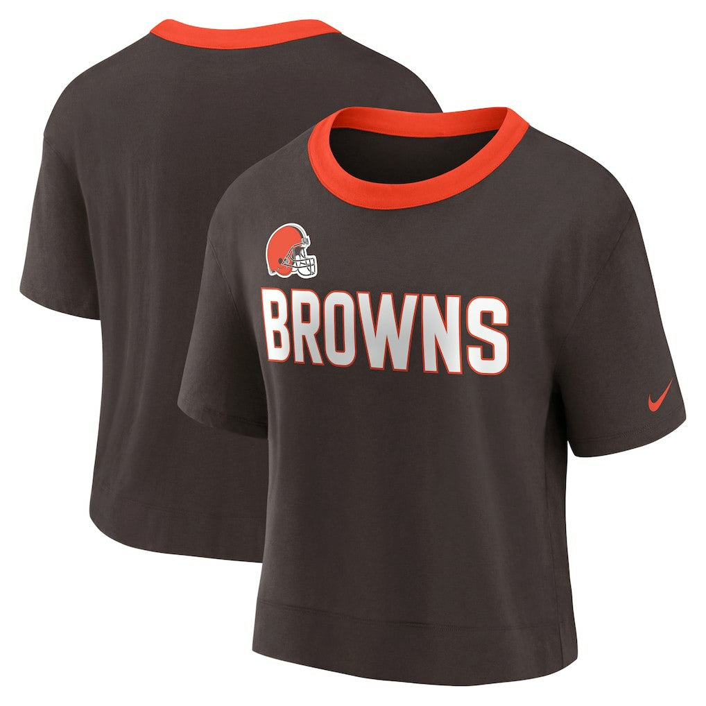 Nike Cleveland Browns Women's High Hip Fashion Cropped Top Brown