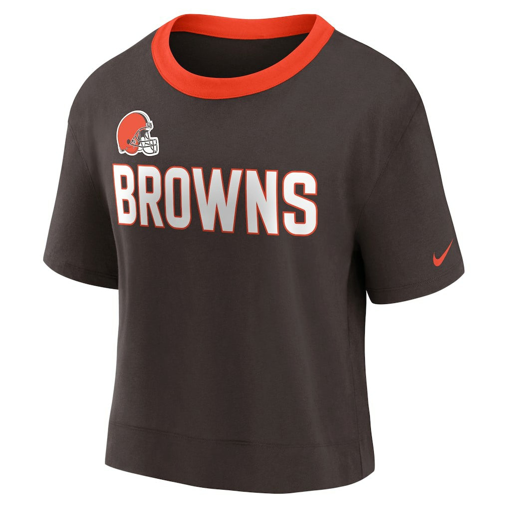 Nike Cleveland Browns Women's High Hip Fashion Cropped Top Brown