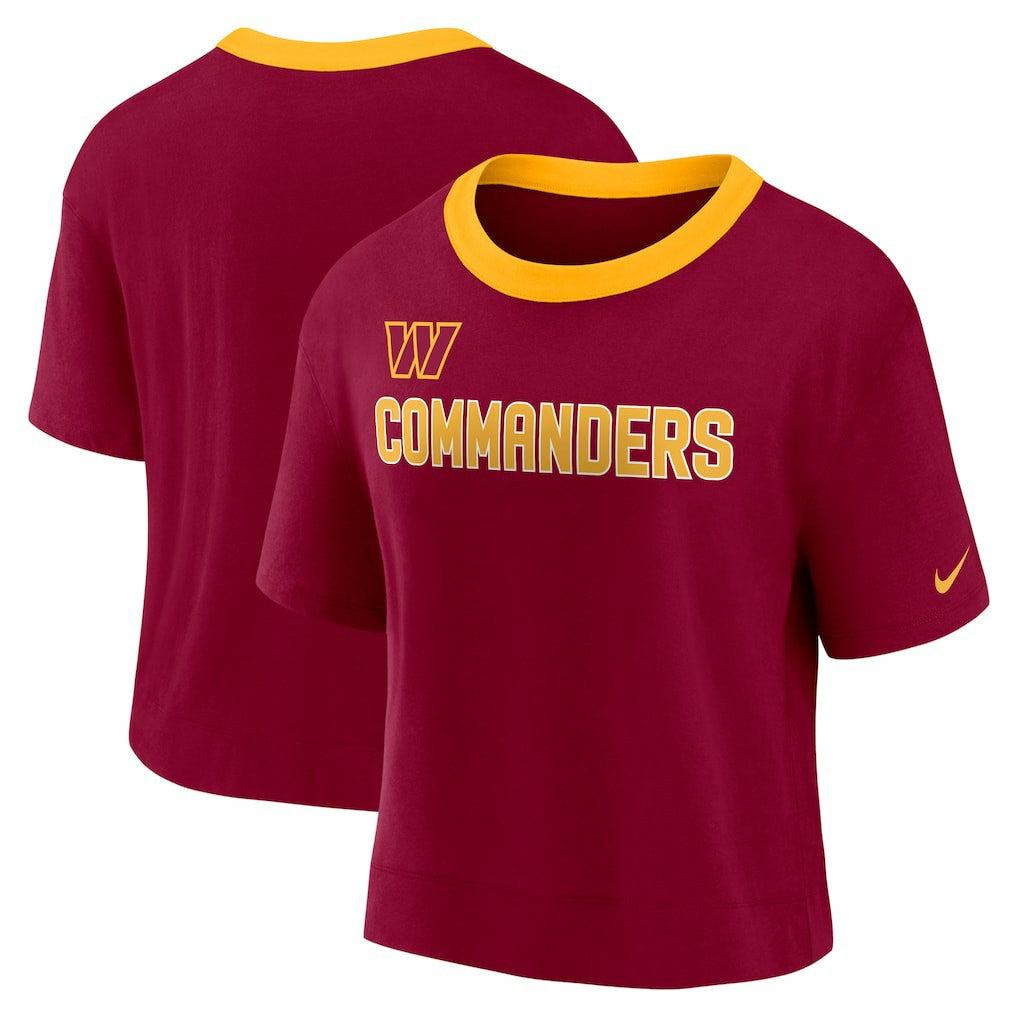 Nike Washington Commanders Women's High Hip Fashion Cropped Top Burgundy